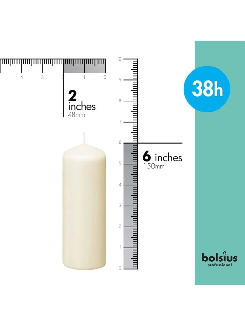 Ivory Pillar Candles Set of 20 - 2x6 Unscented, Dripless & Clean Burning for